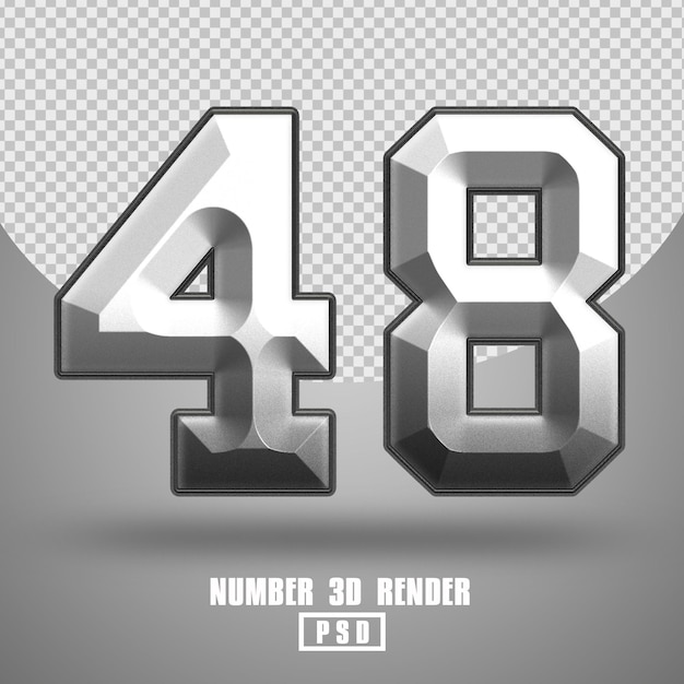 Rendu 3d Numéro 48 Style Métal