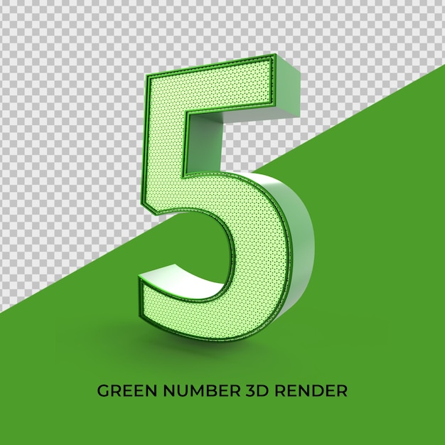 Rendu 3d Numéro 5 Couleur Verte