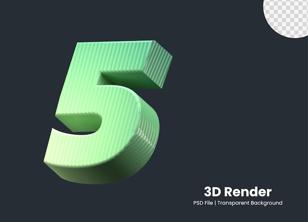 PSD rendu 3d numéro 5 isolé