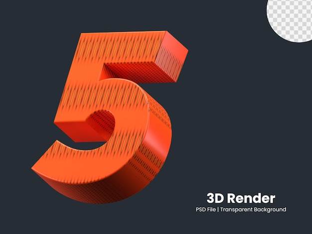 PSD rendu 3d numéro 5 isolé