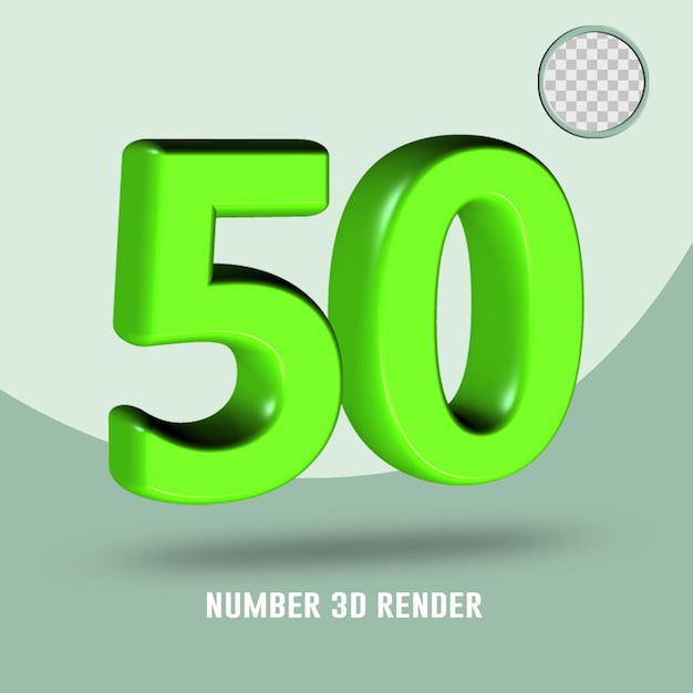 Rendu 3d Numéro 50 Couleur Vert Clair