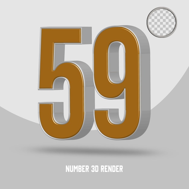 Rendu 3d Numéro 59 Style Or Argent
