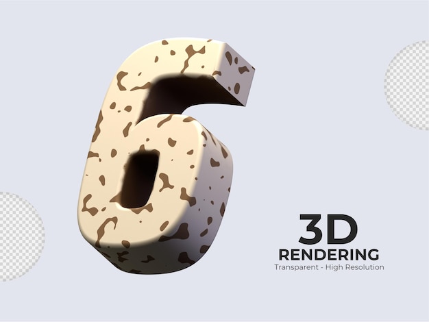 PSD rendu 3d numéro 6 isolé