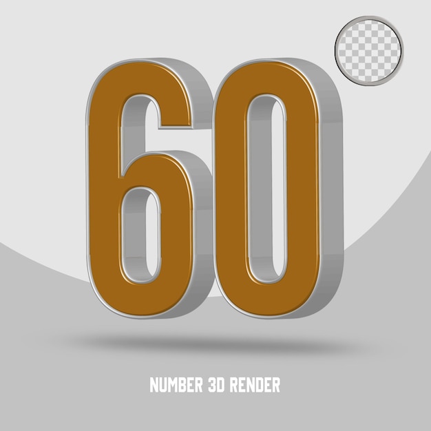 RENDU 3D NUMÉRO 60 STYLE OR ARGENT