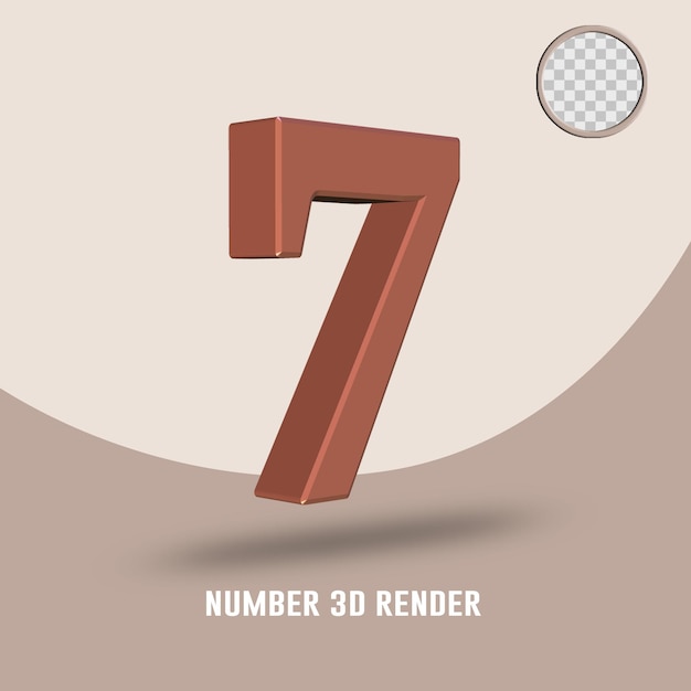 Rendu 3d Numéro 7 Couleur Cuivre