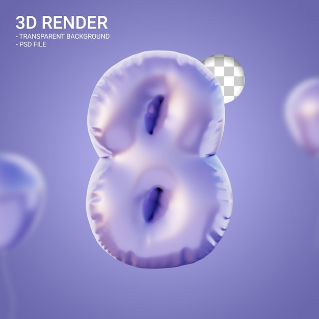 Rendu 3d Numéro 8 Couleur Violette Très Péri