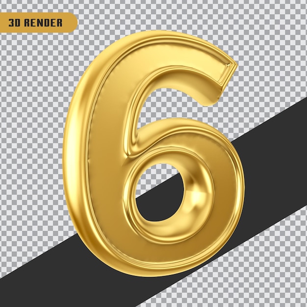 Rendu 3d Numéro D'or 6 Isolé