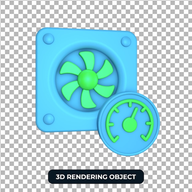 Rendu 3D Objet de vitesse du ventilateur de refroidissement arrière-plan transparent