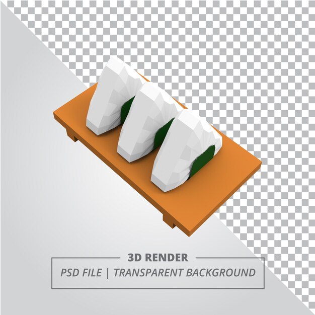 PSD rendu 3d onigiri bas poly