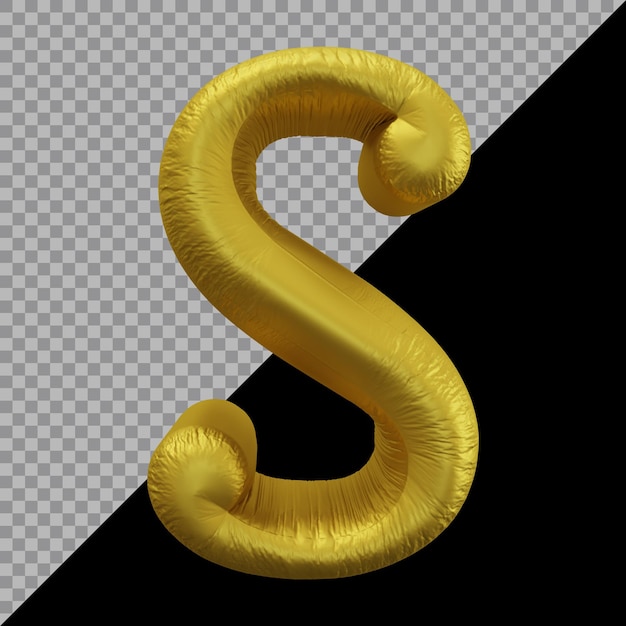 PSD rendu 3d de l'or de ballon alphabet lettre s