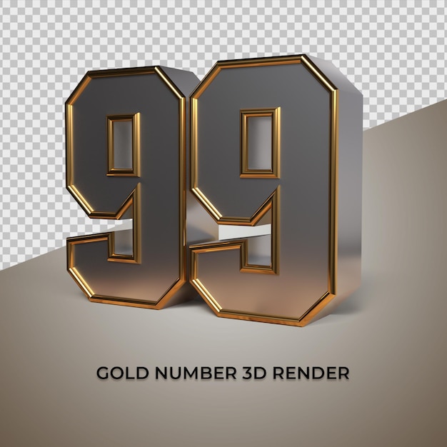 Rendu 3d Or Noir Argent Numéro 99