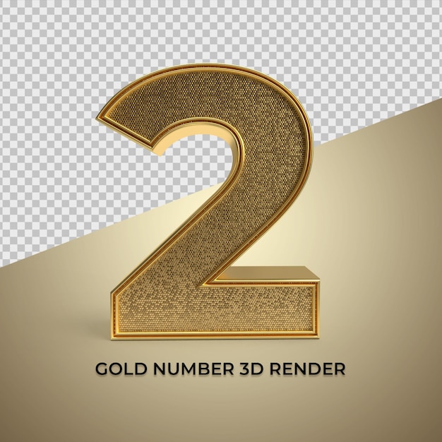 Rendu 3d Or Numéro 2 Png