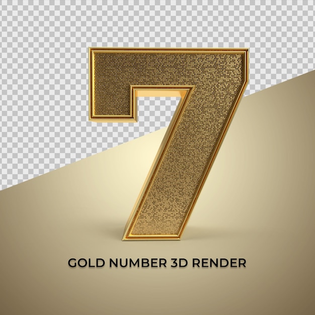 PSD rendu 3d or numéro 7 png