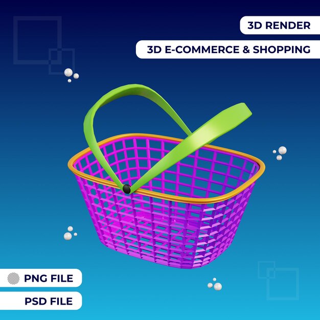 PSD rendu 3d panier icône illustration objet prime psd