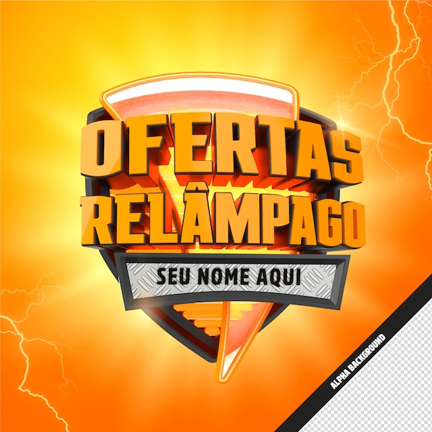 PSD rendu 3d para propagande escrito ofertas relampago publicité logo écrit lightnin deals