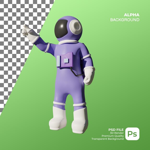 Rendu 3d Permanent Astronaute Violet Vue Gauche