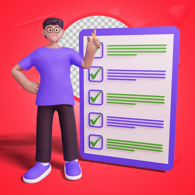 Rendu 3D d'un personnage masculin posant