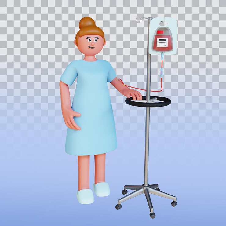 PSD rendu 3d personnage patient avec perfusion