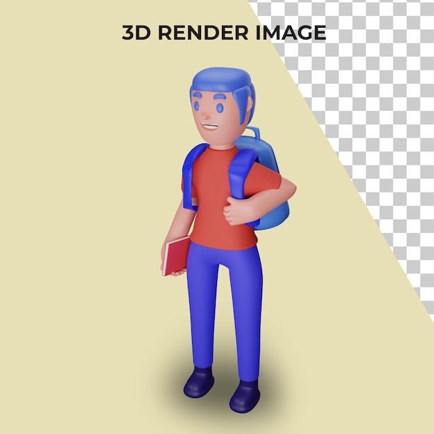 Rendu 3d De Personnages Avec Le Concept De Retour à L'école