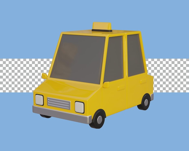 PSD rendu 3d perspective de voiture de taxi transparente