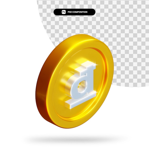 Rendu 3d de pièce de dong d'or isolé