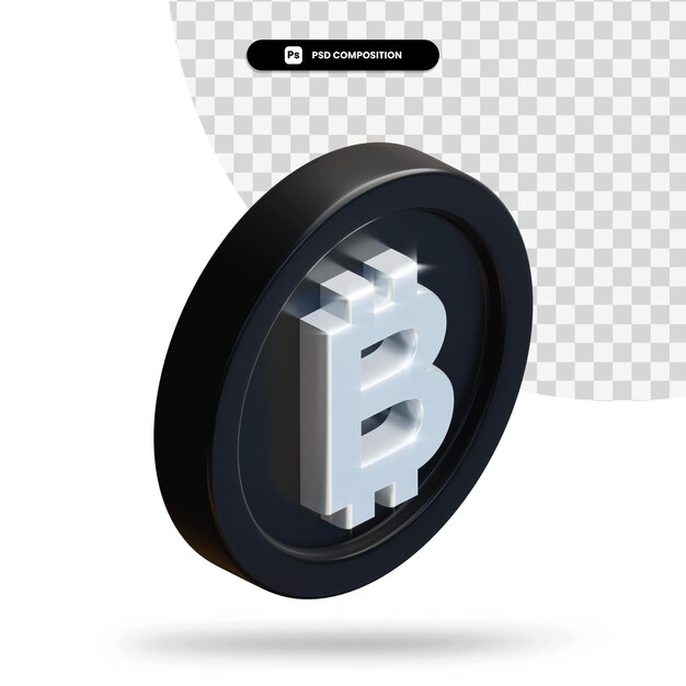 Rendu 3d De Pièce De Monnaie Bitcoin Noir Isolé