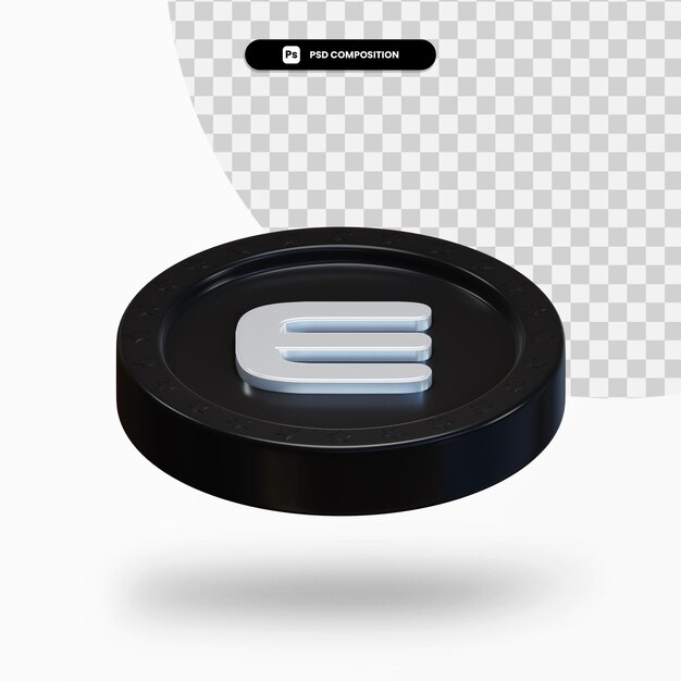 Rendu 3d de pièce de monnaie de crypto-monnaie noir isolé