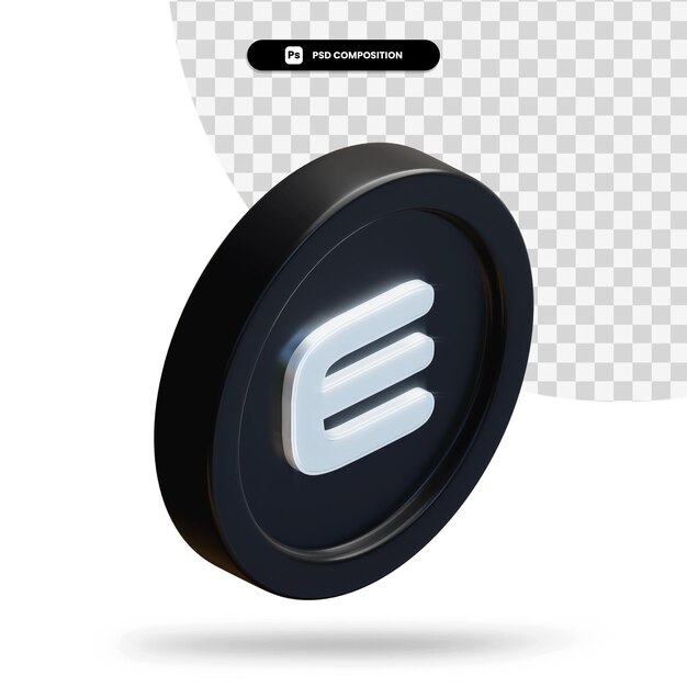 Rendu 3D de pièce de monnaie Enjin noir isolé