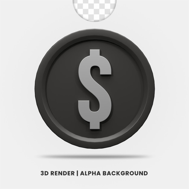 Rendu 3D d'une pièce de monnaie noire isolée. Utile pour l'illustration des affaires ou du commerce électronique.