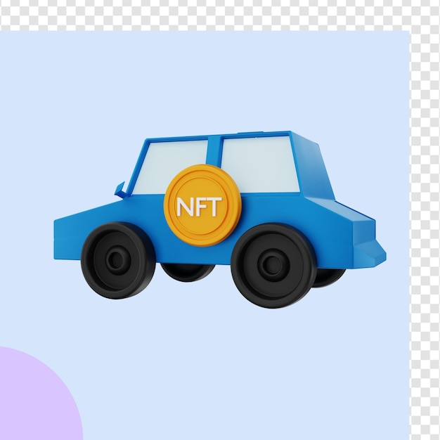 PSD rendu 3d de pièces nft avec voiture