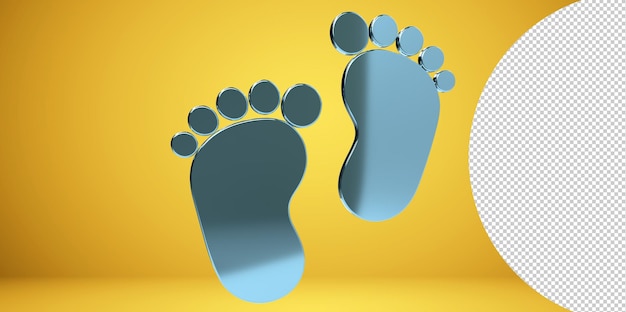 Rendu 3d Pied De Bébé Pied Nu Coeur Icône Fond Transparent Png Pieds De Bébé, Empreinte