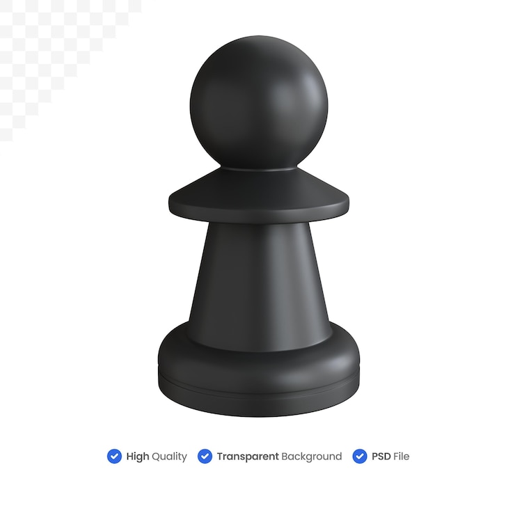 PSD rendu 3d pion d'échecs noir isolé
