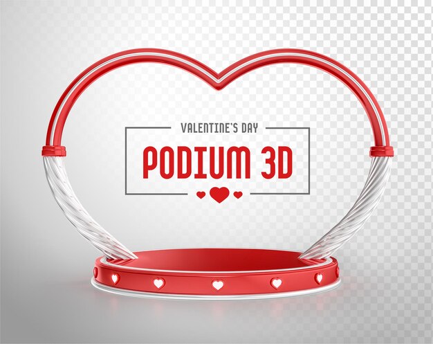 Rendu 3d De Podium Avec Arc Et Forme De Coeur Pour La Saint Valentin