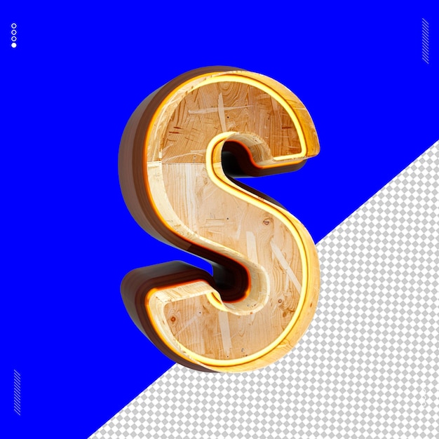 Le rendu 3D de la police de lettres Wood Light S