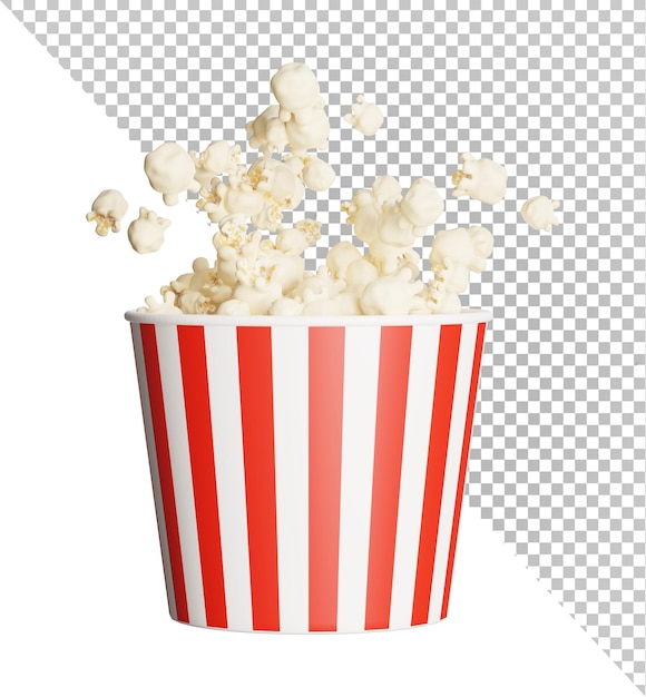 Rendu 3D de Popcorn isolé sur la transparence avec un tracé de détourage