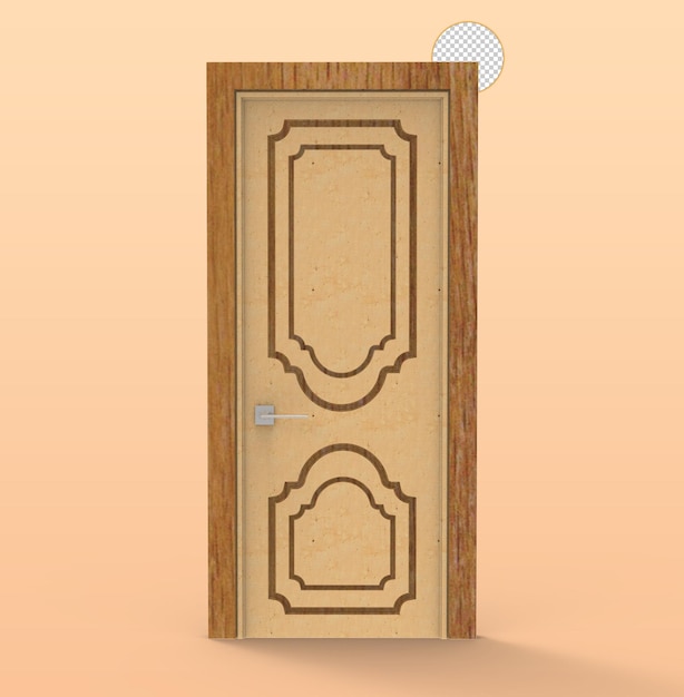 PSD rendu 3d porte en bois fond transparent