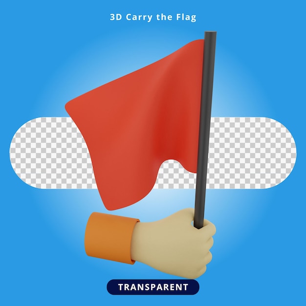 Rendu 3d, Porter Le Drapeau Illustration