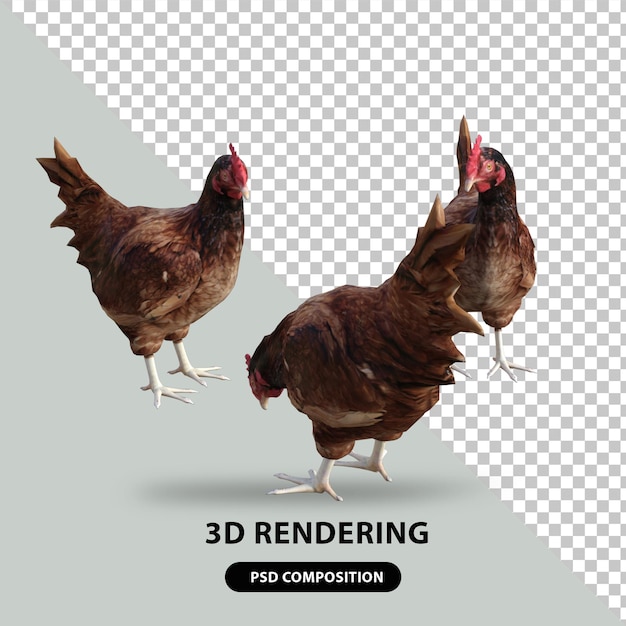 PSD rendu 3d de poulet