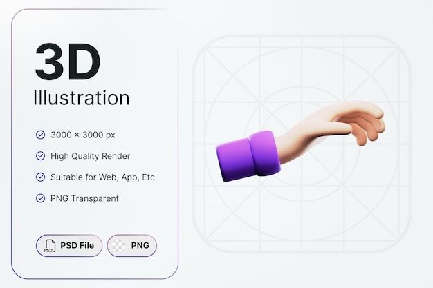 Rendu 3D Prendre Main Geste Concept Icône Moderne Illustrations Design