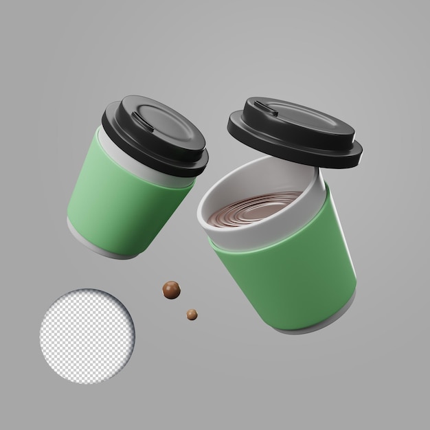 Rendu 3D PSD de l'icône de tasse à café