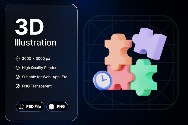 Rendu 3D Puzzle Éducation Concept Icône Moderne Illustrations Conception