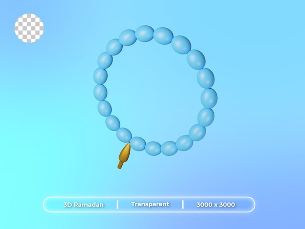 PSD rendu 3d ramadan et eid mubarak illustration tasbih