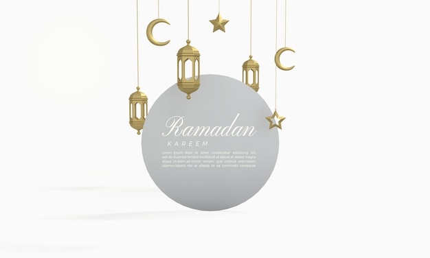 Rendu 3d De Ramadan Kareem Avec Cercle Et Lumières Dorées