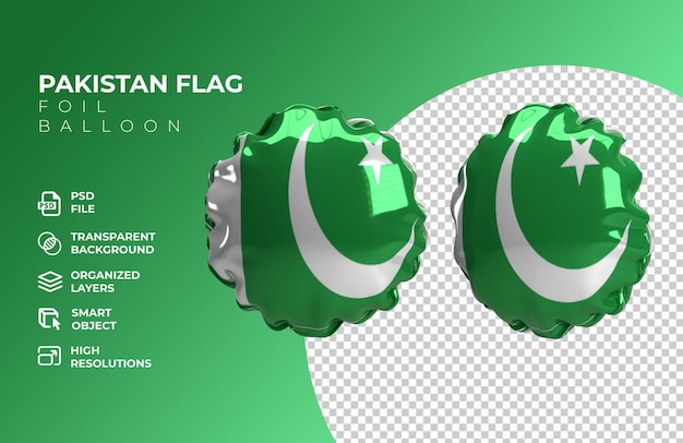 Rendu 3D réaliste Ballon en aluminium du drapeau du Pakistan