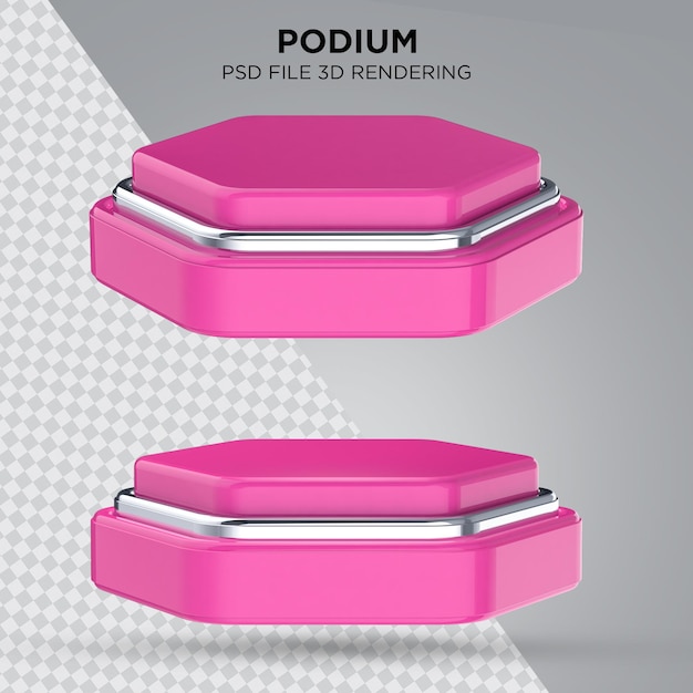 rendu 3d réaliste double podium rose pour la composition graphique sur fond transparent Premium