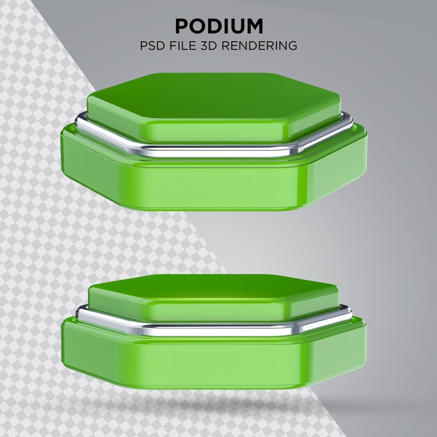 rendu 3d réaliste double Podium vert pour la composition graphique sur fond transparent Premium