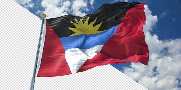 PSD le rendu 3d réaliste du drapeau d'antigua est transparent