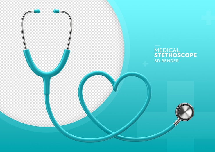 PSD rendu 3d réaliste du stéthoscope médical