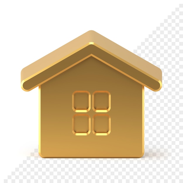 Rendu 3d réaliste de petite maison de noël doré