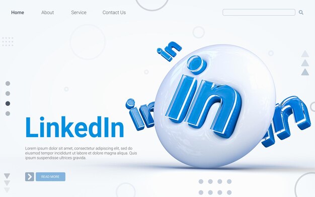 Rendu 3d Réaliste Signe Linkedin Icône De Rendu 3d Sur Fond Blanc Brillant